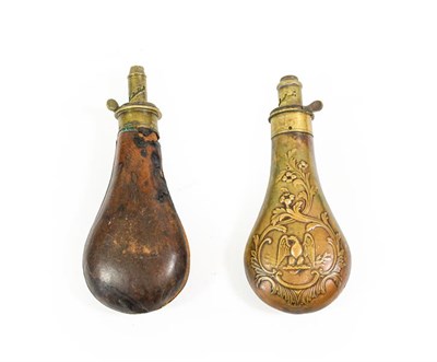 Lot 171 - A 19th Century Copper Powder Flask by the United States Flask Co., each side embossed with a...