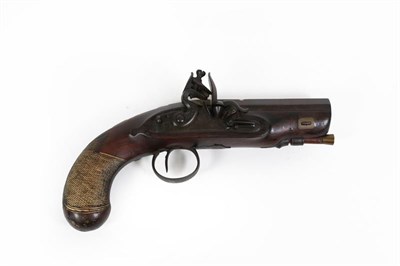 Lot 190 - An Early 19th Century Flintlock Greatcoat Pistol, the 10cm octagonal twist steel barrel...