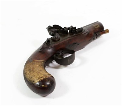 Lot 190 - An Early 19th Century Flintlock Greatcoat Pistol, the 10cm octagonal twist steel barrel...