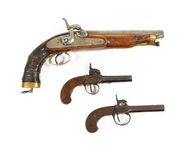 Lot 193 - A 19th Century Continental Percussion Service Pistol, with 21cm octagonal steel barrel, plain...