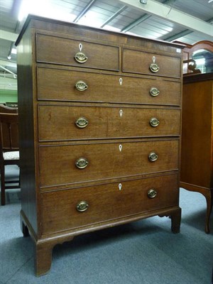 Lot 1613 - A Late George III Oak, Boxwood and Ebony Strung Straight Front Chest, early 19th century, of...