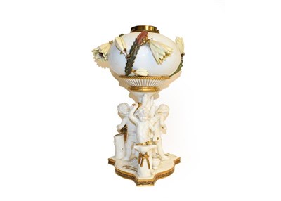 Lot 22 - Moores china figural oil lamp base with gilt decoration, Caverswall Imari ginger jar and cover,...