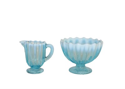 Lot 23 - A quantity of mixed glass including scrambled paperweight, blue Davidson pressed glass jug and...