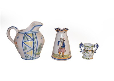 Lot 24 - A quantity of 19th century and later Delft and Faience, including a pair of blue and white jars and