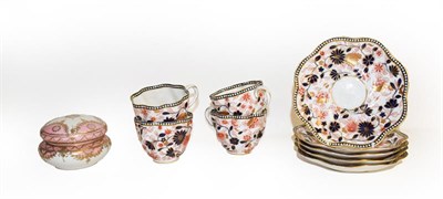 Lot 36 - A tray of ceramics including a Royal Crown Derby Mikado pattern part tea set, Coalport Imari...