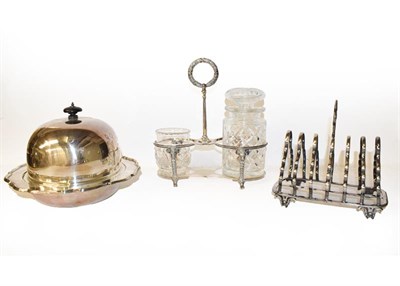 Lot 38 - A quantity of silver plate including a cased set of fish knives and forks, Georgian tea caddy...