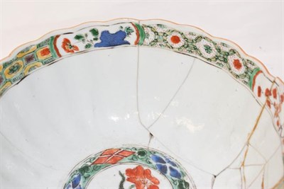 Lot 40 - A quantity of mainly Chinese porcelain including a Kangxi fluted bowl painted in the famille...