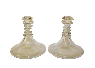 Lot 45 - A pair of ship decanters, together with a pair of Victorian mallet form decanters, and a glass ewer