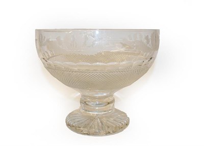 Lot 61 - An Edinburgh crystal pedestal bowl cut with a hob nail band etched with thistles, and other...
