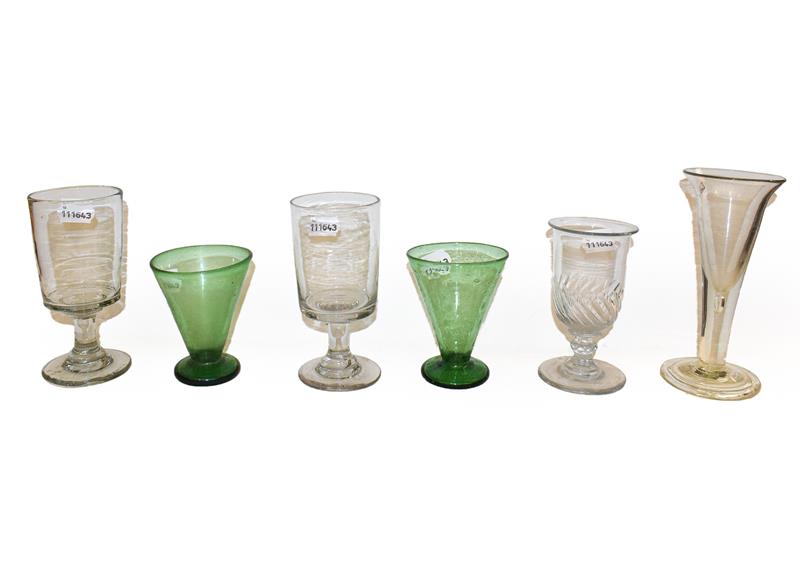 Lot 67 - A collection of mainly 19th century glassware including glass rinsers, a large ale glass on...