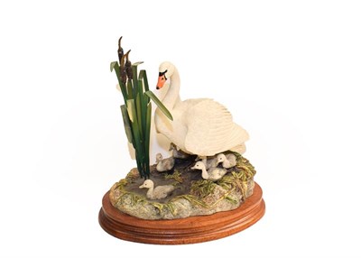 Lot 75 - A tray of ceramics including Border Fine Arts 'First One In', two Beswick swans, and other swan...