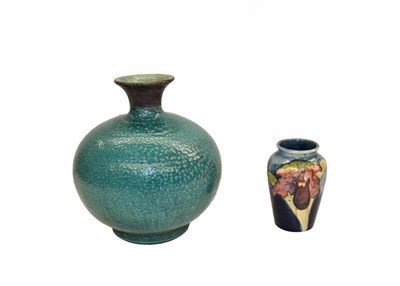 Lot 78 - Two Japanese Meiji period Satsuma vases, a small Moorcroft vase in the orchid pattern, a pair...