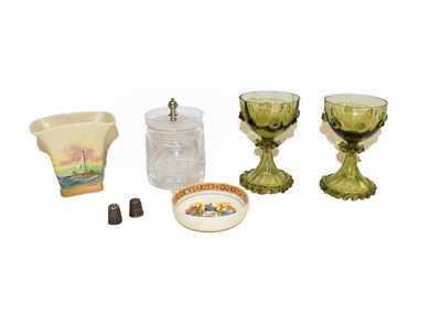 Lot 85 - A quantity of ceramics and glass including a pair of 18th century Chinese plates, Royal Chelsea...