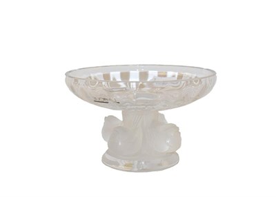 Lot 112 - A Lalique glass centre bowl, base decorated with four birds, 14cm diameter