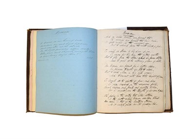 Lot 124 - A scrapbook, circa 1870, containing various drawings, prints, verse, prose and dried flowers,...