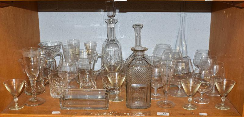 Lot 143 - A quantity of 19th century and later glassware including a decanter inscribed Scotch Whiskey, a...