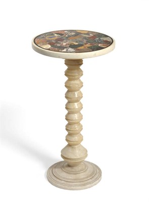 Lot 1626 - An Italian White Marble and Alabaster Pedestal Table, late 19th century, the circular top with...