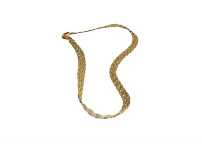 Lot 174 - A 9 carat two-coloured gold fancy link necklace, length 46cm