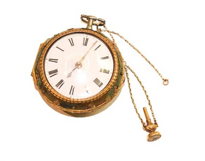 Lot 181 - A pair cased verge shagreen pocket watch, gilt fusee verge movement signed J Richards London,...