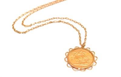 Lot 182 - A 1913 sovereign mounted as a pendant on chain, chain length 49.5cm