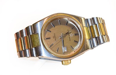 Lot 215 - A stainless steel and gold plated automatic calendar centre seconds wristwatch, signed Eterna...