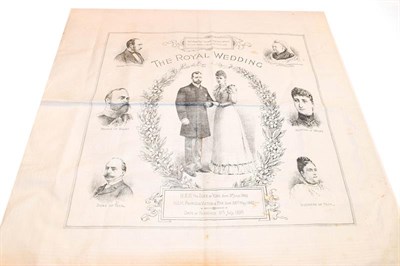 Lot 227 - Late 19th century white cotton handkerchief printed with 'The Royal Wedding' 1893, between HRH...