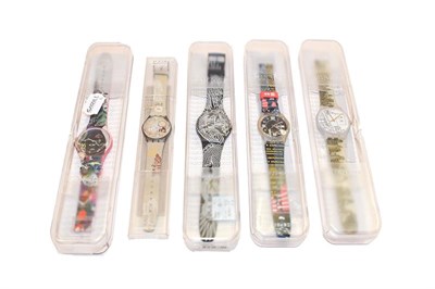 Lot 234 - A selection of eight Swatch quartz wristwatches, consisting examples of the Beijing 2008...