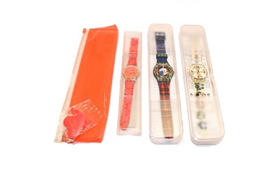 Lot 234 - A selection of eight Swatch quartz wristwatches, consisting examples of the Beijing 2008...