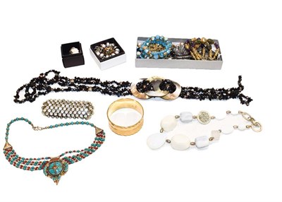 Lot 243 - A quantity of costume jewellery including a Vivienne Westwood bracelet, beaded necklaces,...