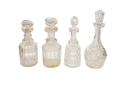 Lot 284 - Two trays of 18th century and later glass including decanters, custard cups, modern air twist and a