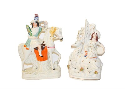 Lot 286 - A large quantity of Staffordshire pottery figures including equestrian examples, spaniels,...