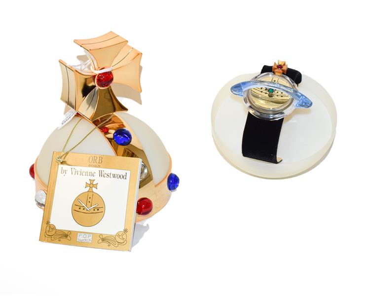 Lot 301 - Three Swatch wristwatches comprising a Vivienne Westwood Orb design Pop wristwatch, a Christmas...