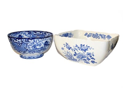 Lot 303 - An Abbey blue printware pottery bowl, 21cm diameter, together with a Wedgwood square printware bowl