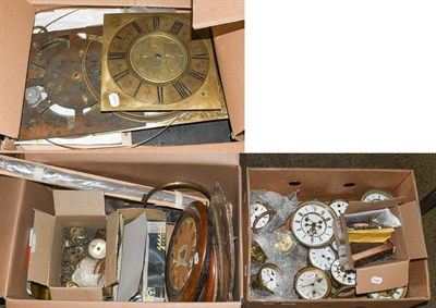 Lot 318 - A quantity of late 19th century clock dials and movements, and a selection of 18th/19th century...