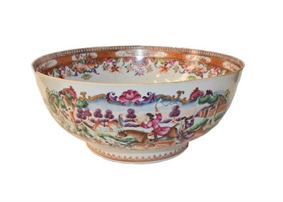 Lot 345 - A late 18th century Qianlong bowl with hunting scenes, and an 18th century iron red and gilt...