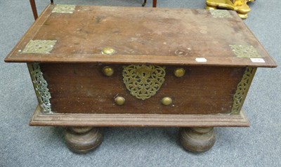 Lot 1646 - A 19th Century Indian Purpleheart and Brass Bound Box, of rectangular form, with brass fret cut...