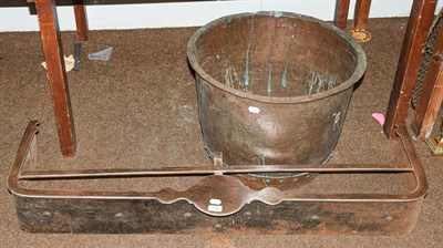 Lot 358 - A 19th century steel fender together with a copper log bin (2)