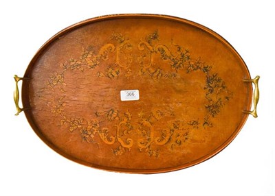 Lot 366 - An Edwardian satinwood oval tray, 48cm diameter