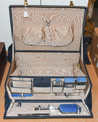 Lot 383 - Silver and blue enamel dressing table items, travelling case marked inside ''The Northern...