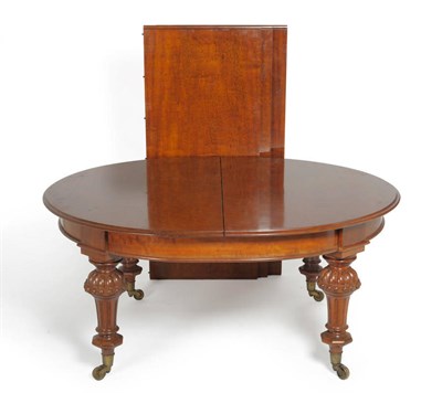 Lot 1654 - A Victorian Mahogany Extending Dining Table, circa 1850, the two demi-lune end sections sliding...