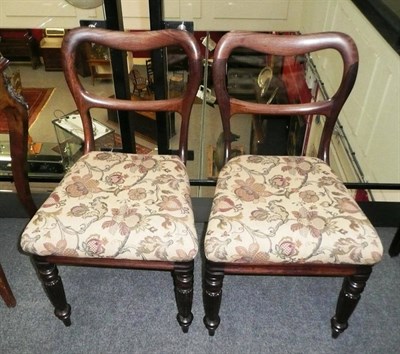 Lot 1655 - A Set of Six Victorian Rosewood Balloon Back Dining Chairs, circa 1850, upholstered in modern green