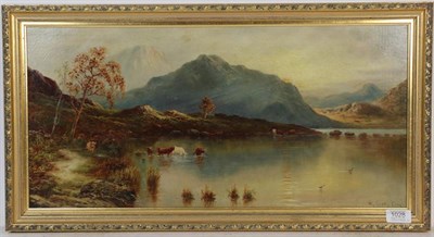 Lot 1028 - William James Smith Crampton (British, 1855-1935) Highland cattle watering, a pair, signed oil...
