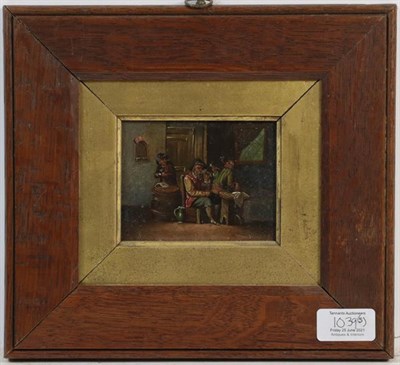 Lot 1039 - Continental school (20th century) Tavern interior, small oil on panel, 8cm by 10cm, together...