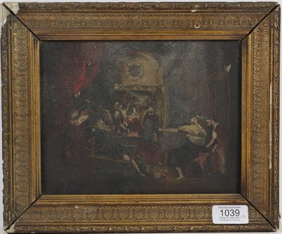 Lot 1039 - Continental school (20th century) Tavern interior, small oil on panel, 8cm by 10cm, together...