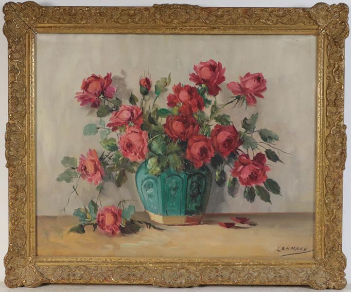 Lot 1055 - E Bromhall (Contemporary) Still life, signed oil on canvas, 59cm by 49cm, together with a...