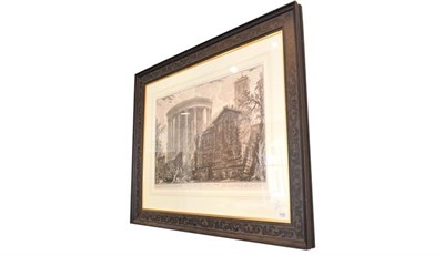 Lot 1058 - A large 18th century engraving after Piranesi, 62cm by 80.5cm, together with a further print...