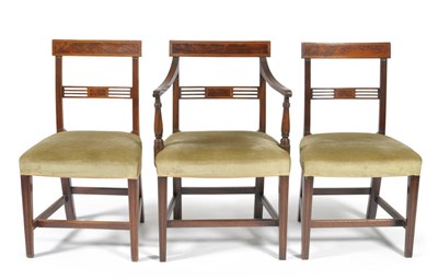 Lot 1661 - A Set of Eight Late George III Mahogany and Boxwood Strung Dining Chairs, circa 1820, with...