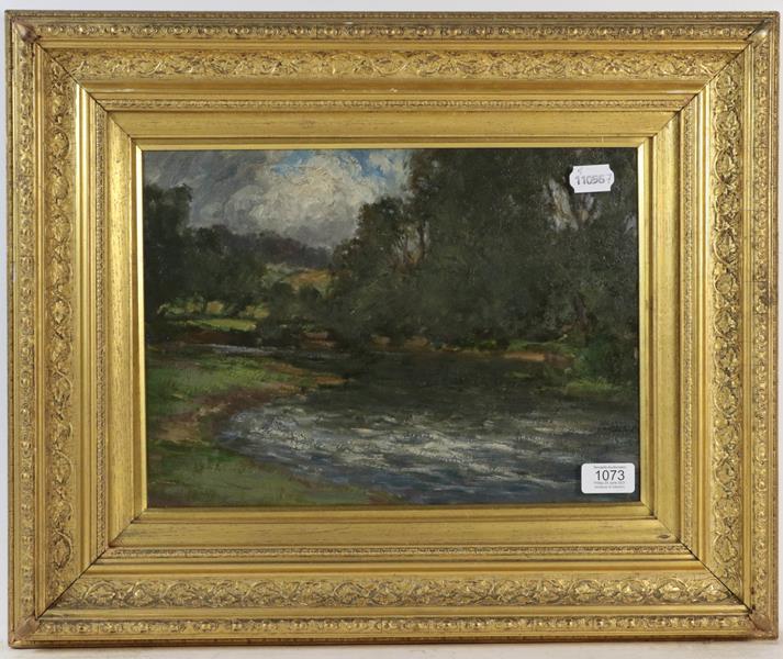Lot 1073 - British school, Impressionist style landscape, oil on board, 26cm by 37cm