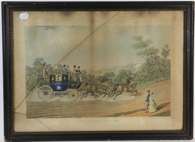 Lot 1076 - A set of four framed coaching prints after Alken, and five shooting prints after Alken in maple...