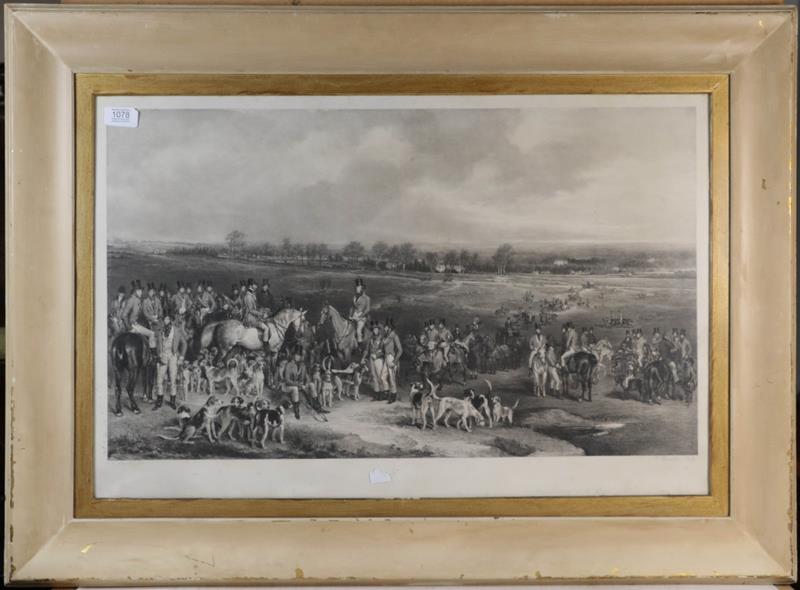 Lot 1078 - After Francis Grant, the Meeting of the Royal Hounds on Ascot Heath, print, 49cm by 76cm